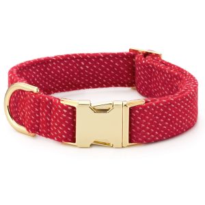 Berry Stitch Flannel Dog Collar - Image 4