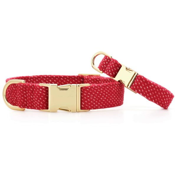 Berry Stitch Flannel Dog Collar - Image 3