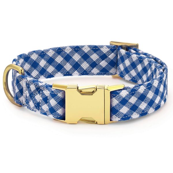 Lake Blue Gingham Dog Collar