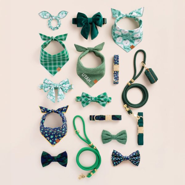 Emerald Plaid Bow Tie Collar - Image 5
