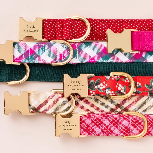 Berry Stitch Flannel Dog Collar - Image 6
