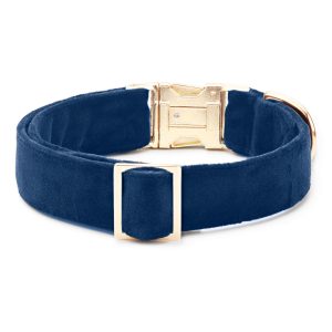 Navy Velvet Dog Collar - Image 2