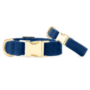 Navy Velvet Dog Collar - Image 3